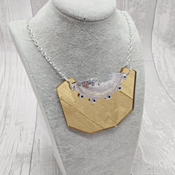 Recycled Aluminium Drink Can Base Metal, Gold Acrylic Shape Necklace Pendant