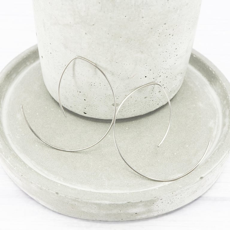 Titanium open hoop earrings - Delicate 1.6 inch lightweight threader boho hoops 