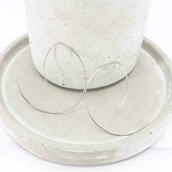 Titanium open hoop earrings - Delicate 1.6 inch lightweight threader boho hoops 