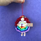 Tiny Wooden Rainbow Fairy Doll Decoration