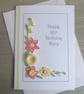 Personalised 85th birthday card, with pink and lemon quilled flowers - Image 7