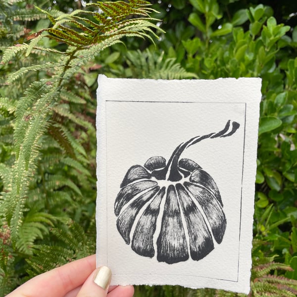 Pumpkin Print Handmade Drypoint A6