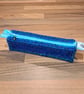 Pencil case - blue, purple, green mix, light blue zip, blue charm - Image 1