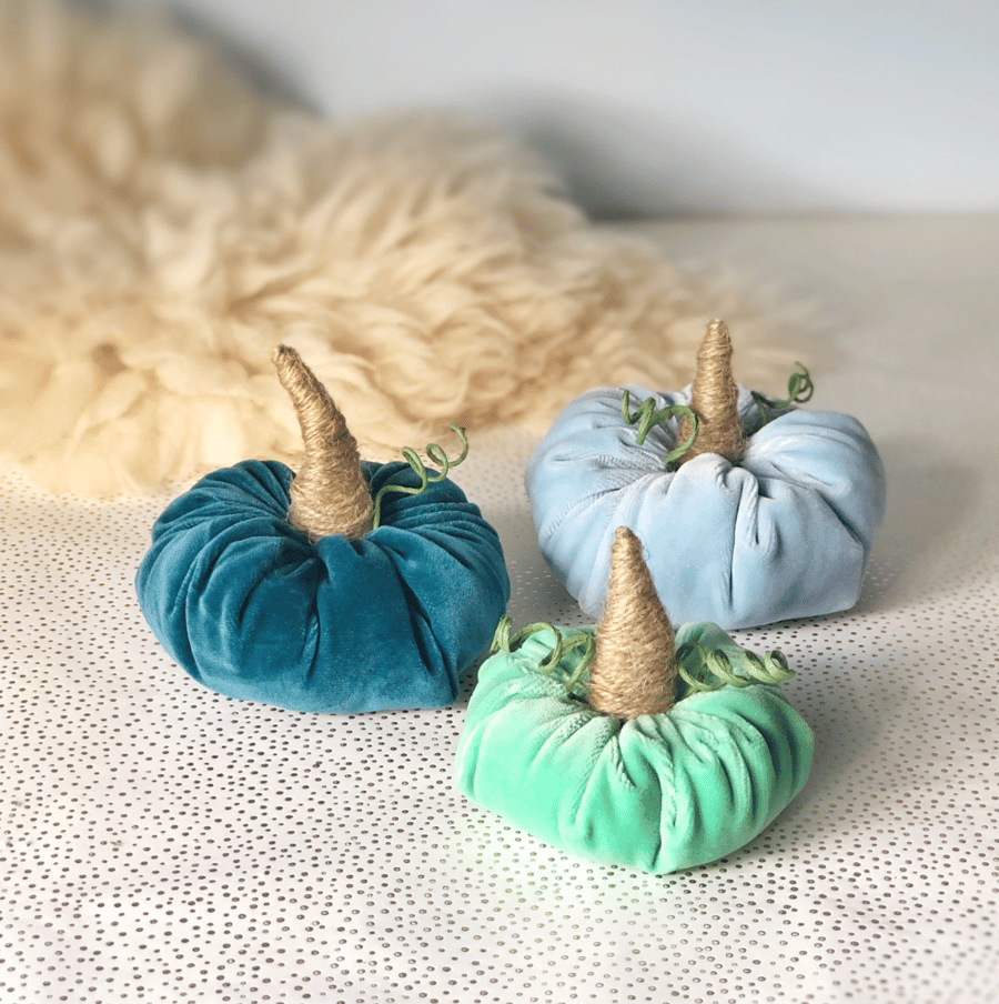 Mixed Set of Velvet Pumpkins