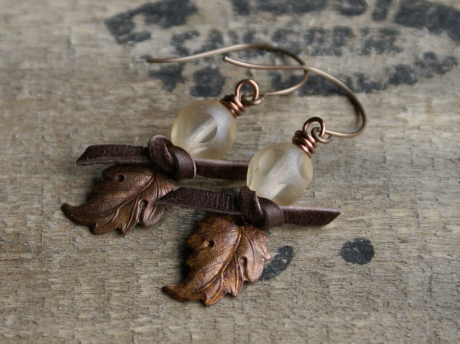 Copper Leaf Earrings