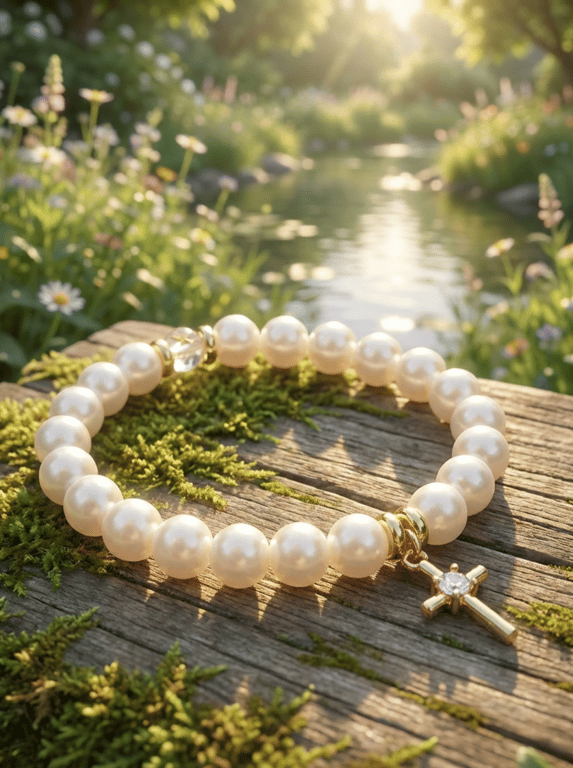 Personalised Beaded 18k Gold Plated Crystal Cross Charm Bracelet