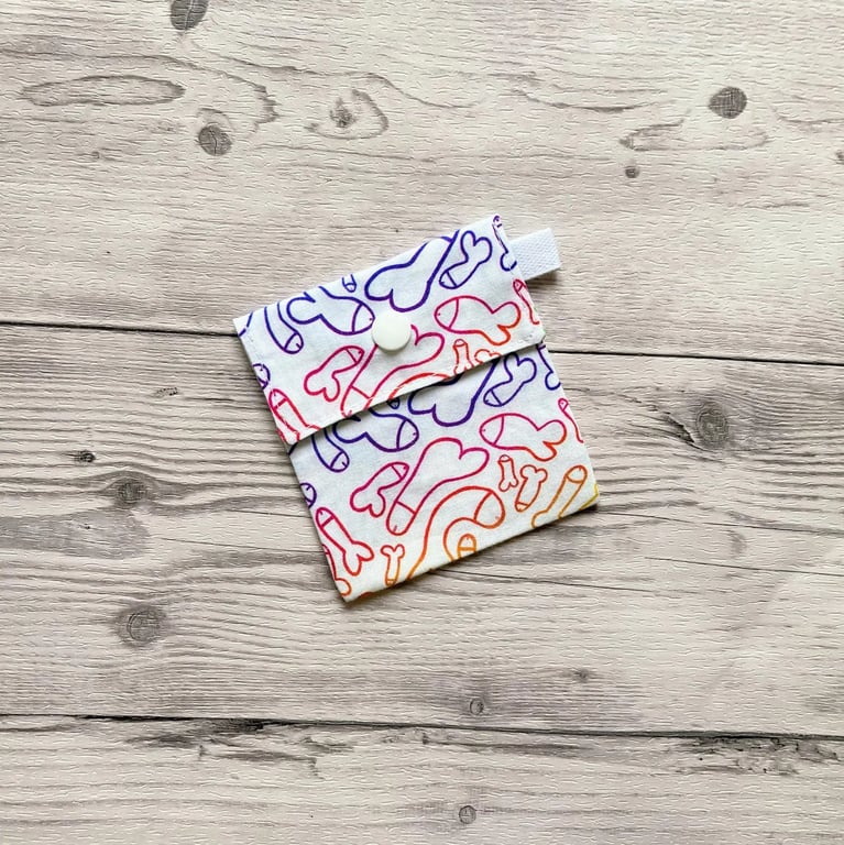 Willy themed fabric gift bags with snap closure. Reusable present wrap.