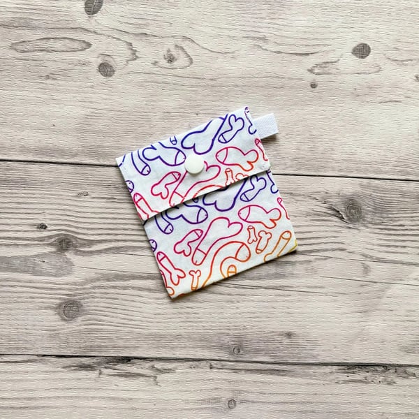 Willy themed fabric gift bags with snap closure. Reusable present wrap.