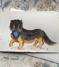 Hand painted dachshund card - Image 1