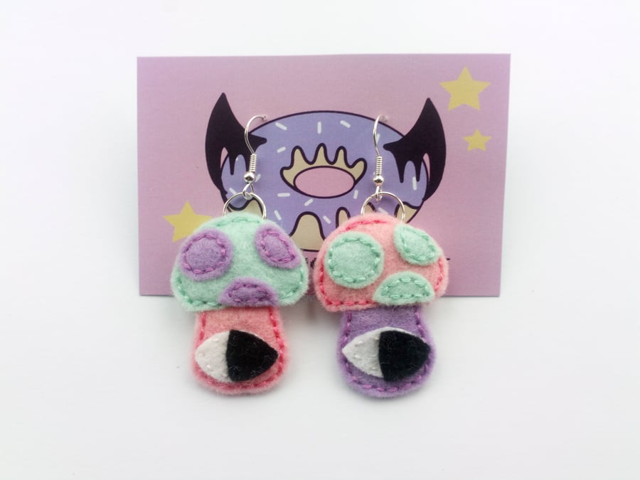 Reserved for Julie-ann, mushroom earrings