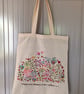 Hand Embroidered Lined Tote Bag