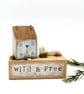 Handmade Tiny Oak Cottage Home Decor 'Wild & Free' - Image 1