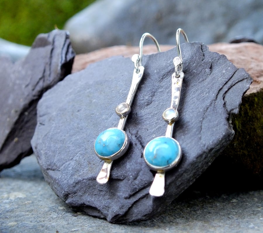 HANDMADE Silver earrings, silver dangle earrings, silver turquoise earrings