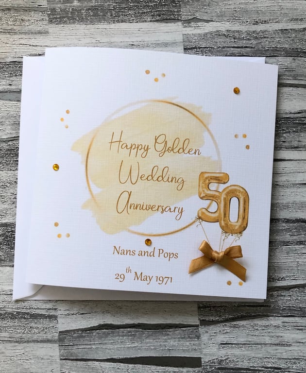 Golden Wedding Anniversary Personalised Card For Mum Dad Nan Grandad