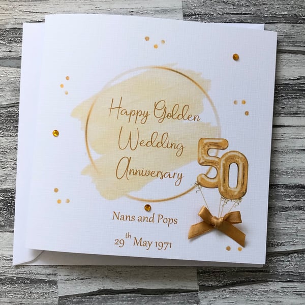 Golden Wedding Anniversary Personalised Card For Mum Dad Nan Grandad