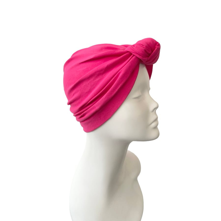 Fuchsia Turban for Women, Bright Pink Hair TURBAN, Women's Knot Cotton Turban 