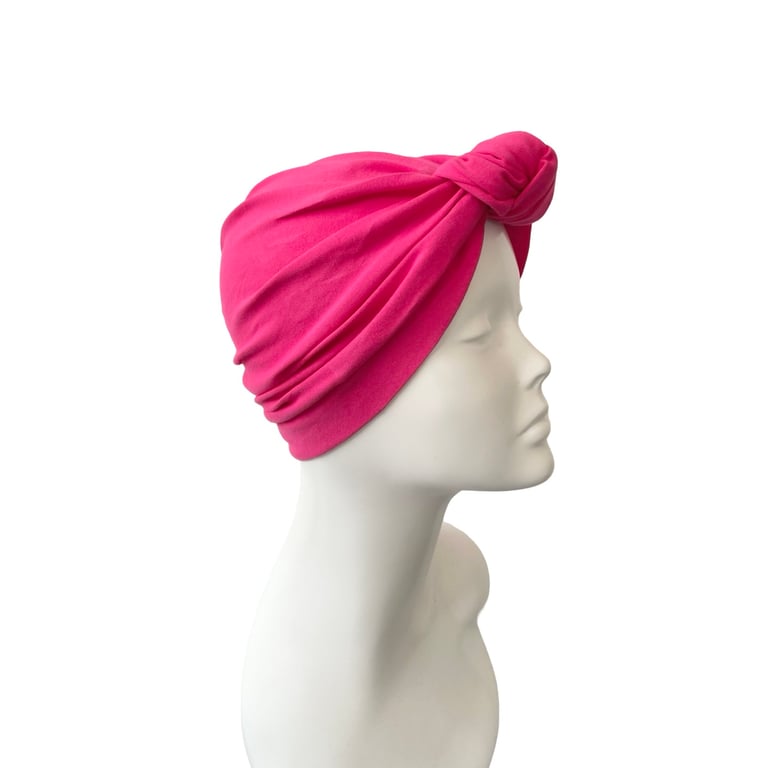 Fuchsia Turban for Women, Bright Pink Hair TURBAN, Women's Knot Cotton Turban 