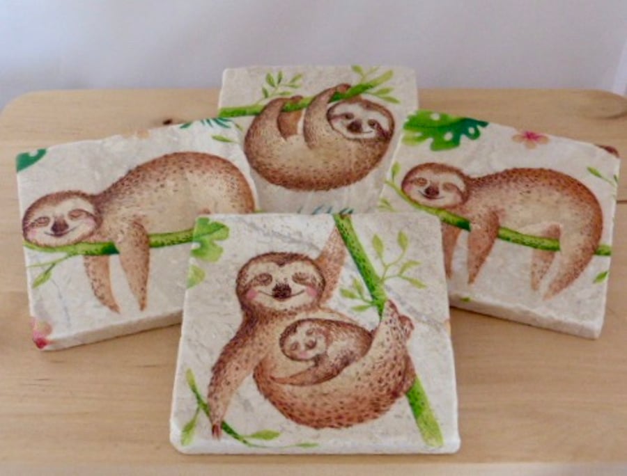 Set of Marble 'Sloth' Coasters