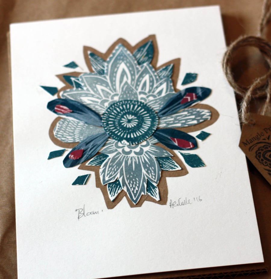 Linoprint Collage Bloom1