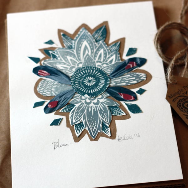 Linoprint Collage Bloom1