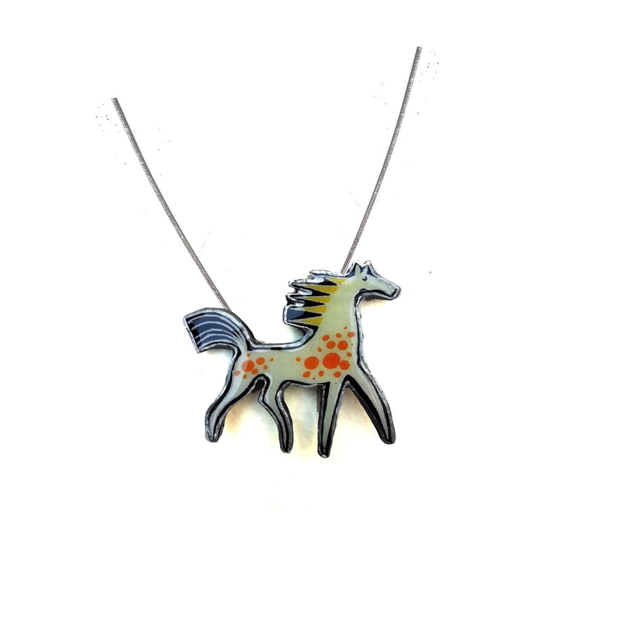 Whimsical Spotty Carnival Horse Necklace by EllyMental Jewellery