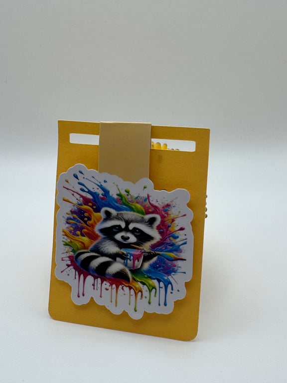 Cute Raccoon Magnetic Bookmark – Colourful Artist Design