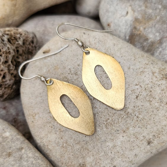 Brass earrings with sterling silver ear hooks