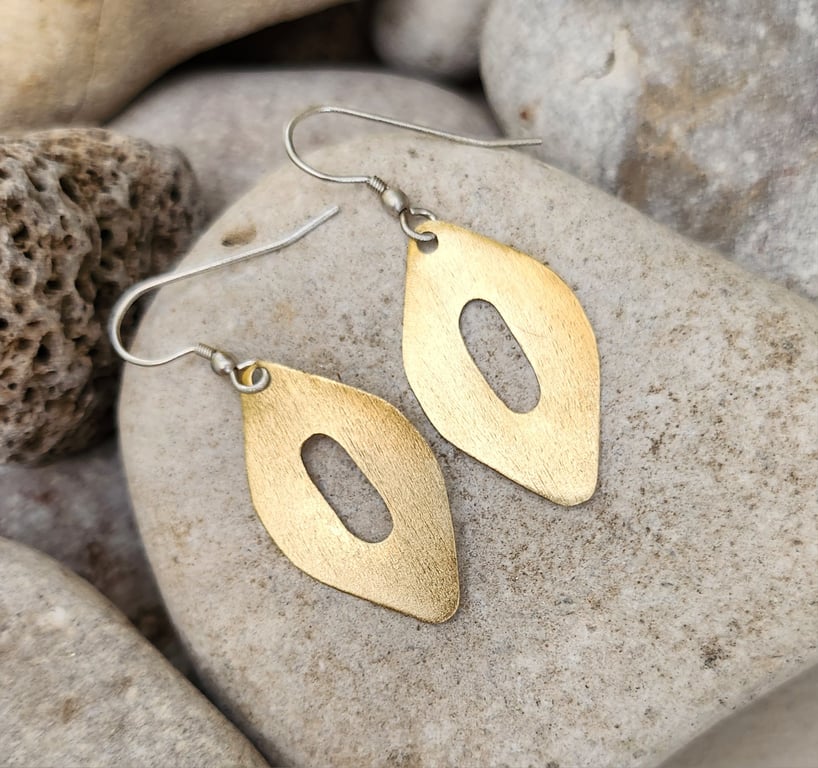 Brass earrings with sterling silver ear hooks