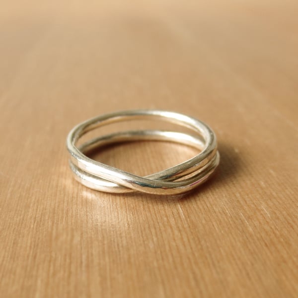 Solid Silver Crossover Ring  - made to order in your size