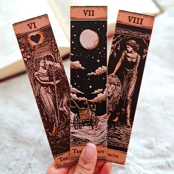 Tarot Bookmarks Set 3 - The Lovers, The Chariot & Strength