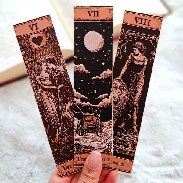 Tarot Bookmarks Set 3 - The Lovers, The Chariot & Strength