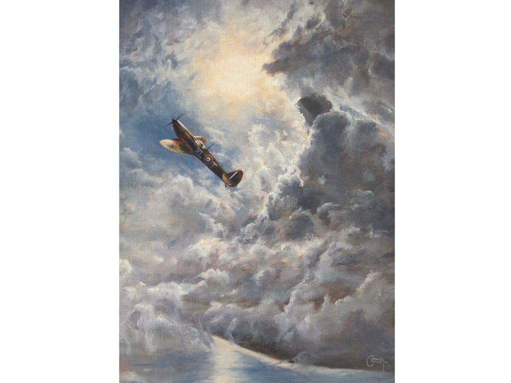 SPITFIRE Aeroplane Art Card- Vintage Aviation- 5"x7" Card Blank Inside