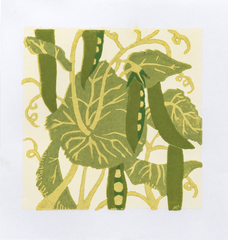 Sugar snaps - Original limited edition Lino print with mount.