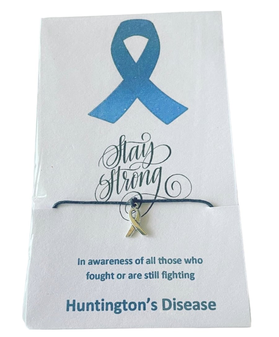 In awareness and support of Huntington’s disease wish bracelet ribbon charm 