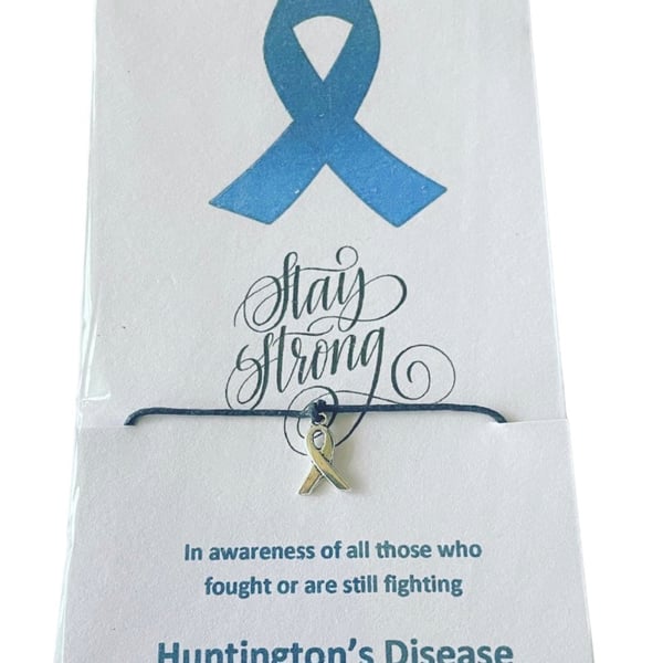 In awareness and support of Huntington’s disease wish bracelet ribbon charm 