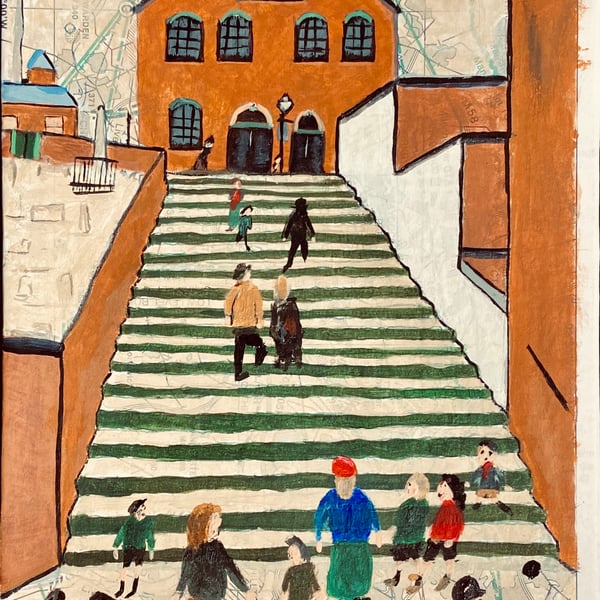 A Lowry reproduction painting called Old Church.