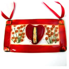 Heart and Flowers Fused Glass Hanging Love Plaque Gift Handmade 