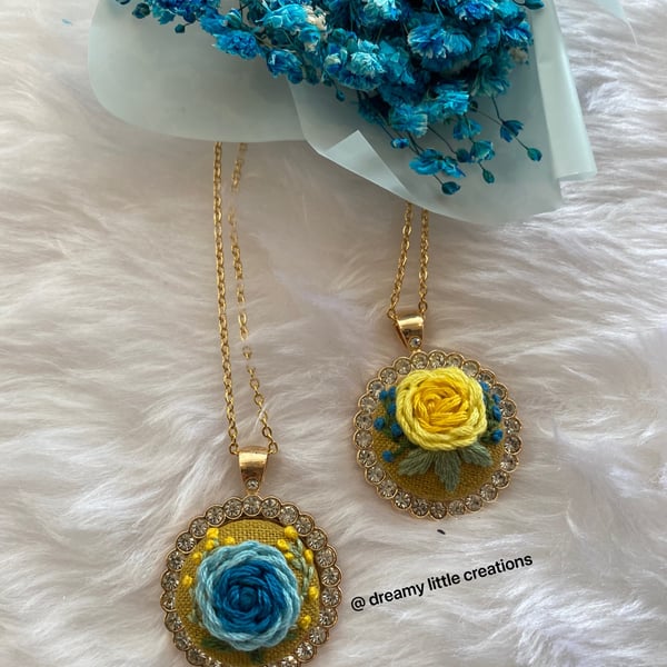Embroidered necklaces,Rhinestone necklaces, Floral Necklaces,Fashion jewellery