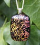 Orange Gold  Pattern Dichroic Glass Pendant,  Fused Glass Necklace F27 - Image 5