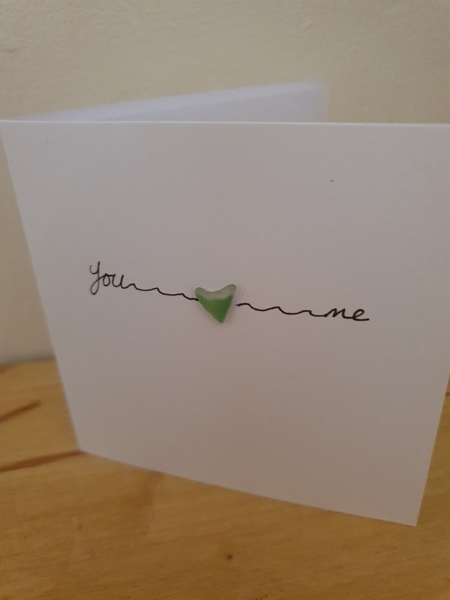 You and Me Seaglass Heart Valentines Card