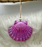 Hand painted scallop shell hanging decoration