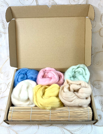 Felt Making Kit Pretty Pastels Wool with Illustrated Instructions