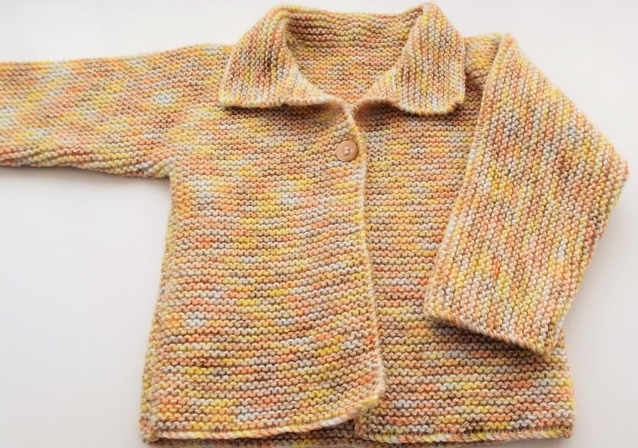 Babies Handknitted Jacket Cardigan, Autumn Shades, 0 to 3 monthes