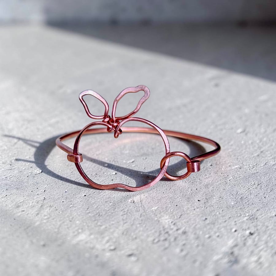 Solid Copper Apple Bangle - Size M