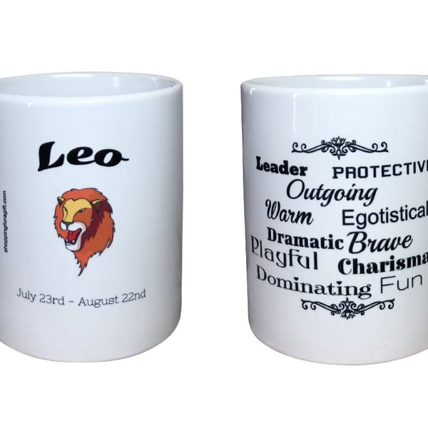 Leo Star Sign Mug. Zodiac Mugs for people born under the sign of Leo