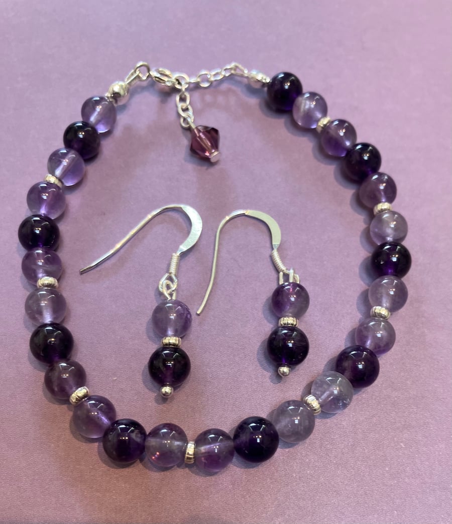 Beautiful high Quality natural light and dark amethyst set