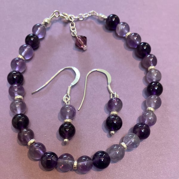 Beautiful high Quality natural light and dark amethyst set