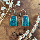 Handmade Turquoise Ceramic Earrings UK. Blue Clay Dangle Earrings Hypoallergenic