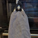 Macrame tea towel holder - black and silver