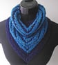 Neckwarmer, Scarf, Kerchief Cowl, Knitted Handspun Navy, Blue, Merino, Silk - Image 2